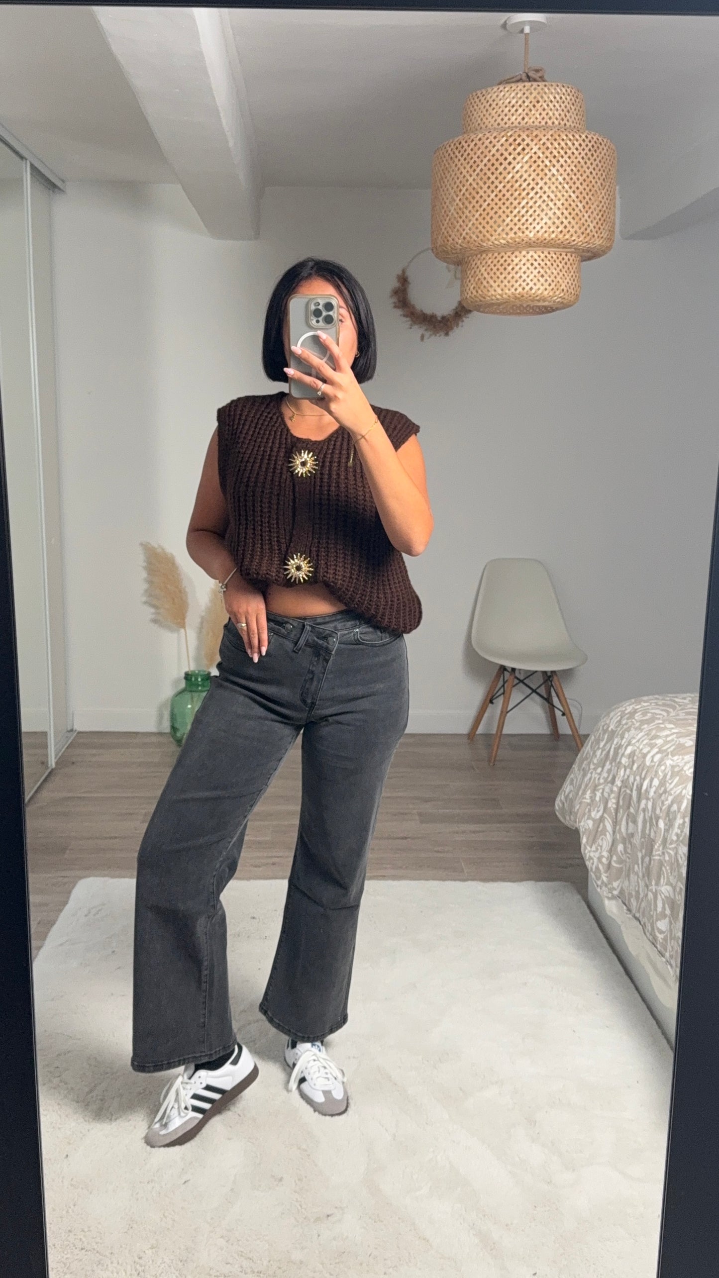 Pull sans manches chocolat- SOLEIA