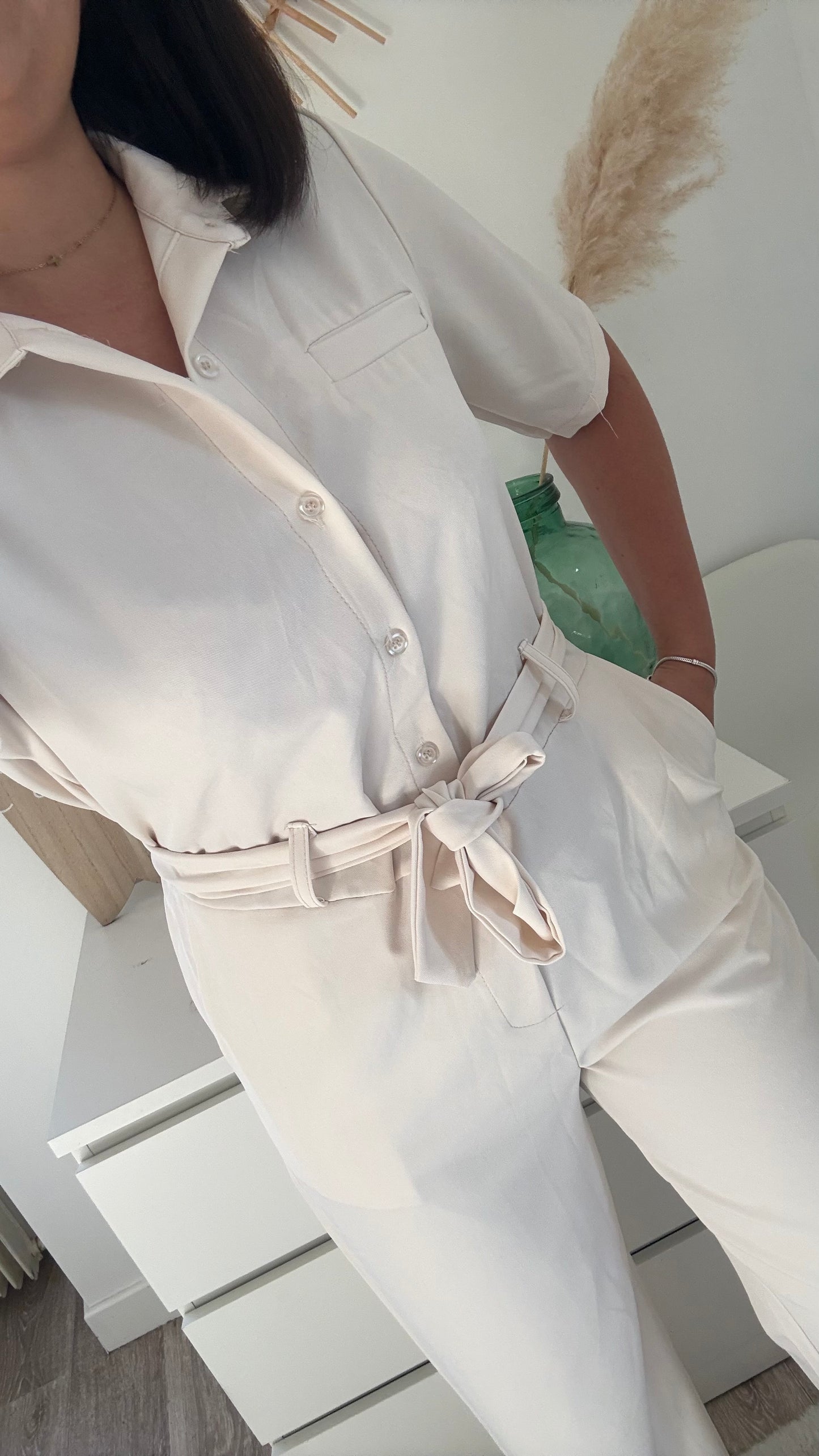 Combinaison pantalon beige- AMÉLIA