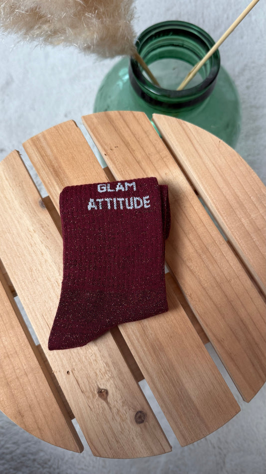 Chaussette à paillettes « GLAM ATTITUDE » bordeaux