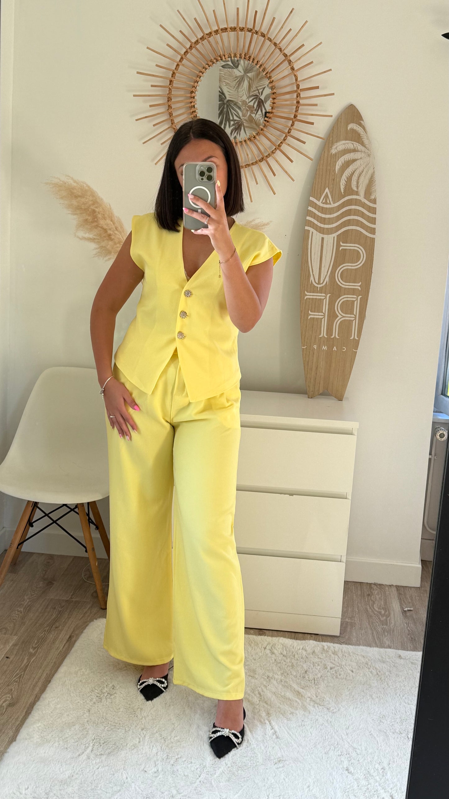 Top jaune à boutons MYRA