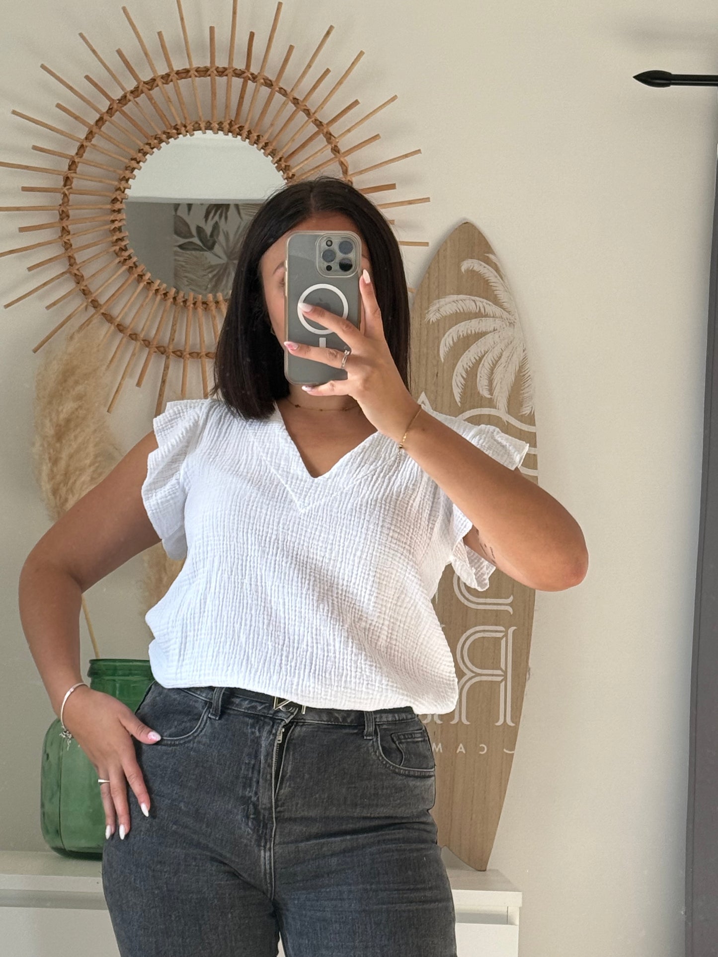 Top en gaze de coton blanc- KYLIE