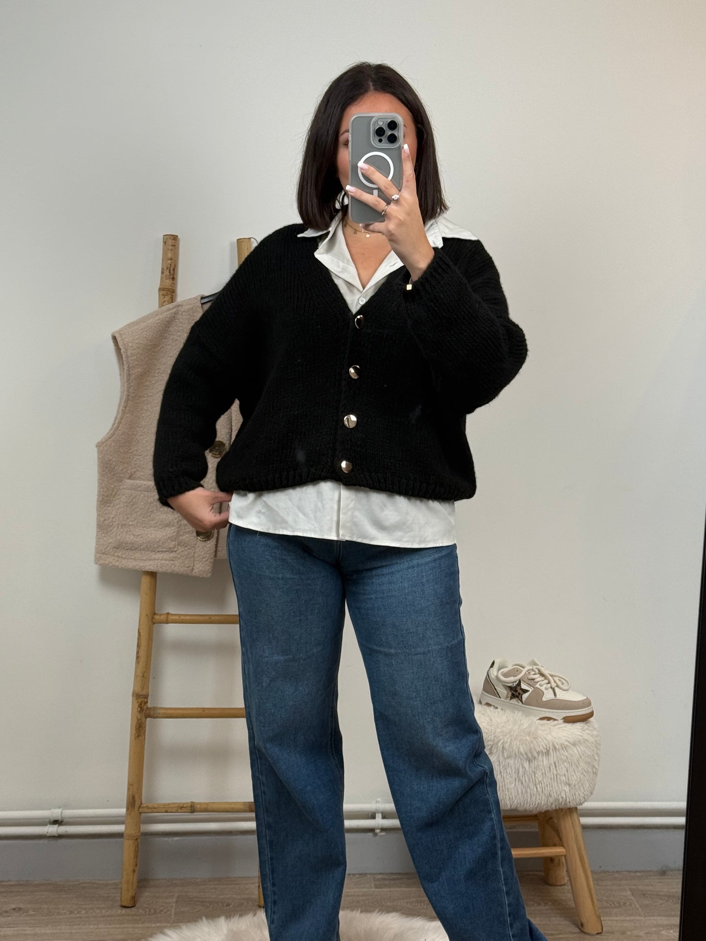 Cardigan en maille « VIKI » noir