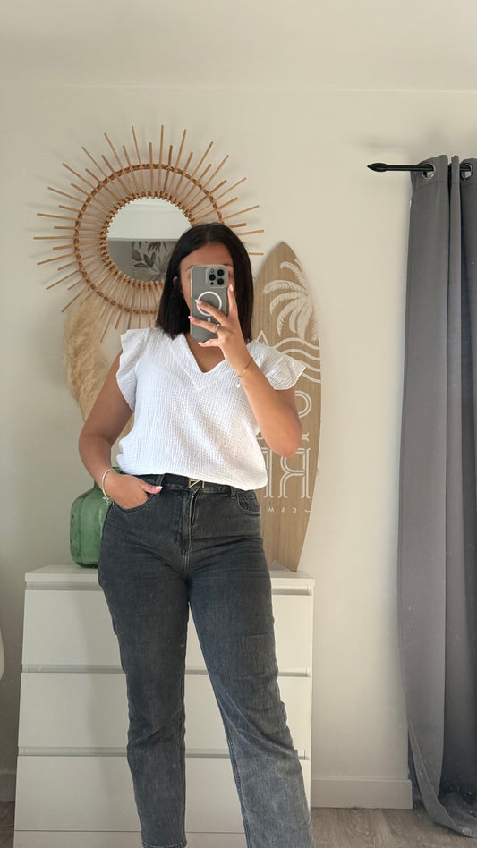 Top en gaze de coton blanc- KYLIE