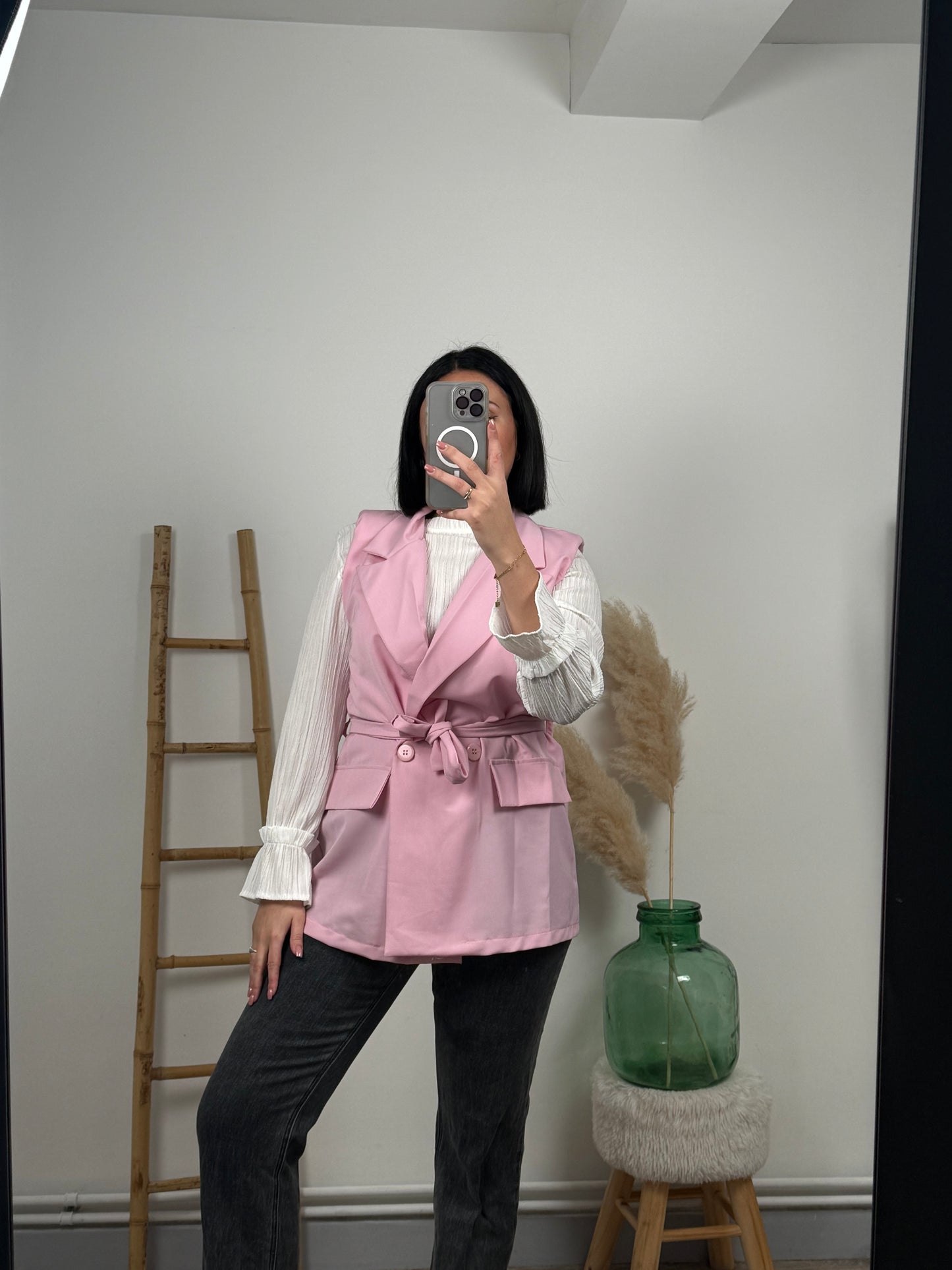 Blazer sans manches rose LUNA