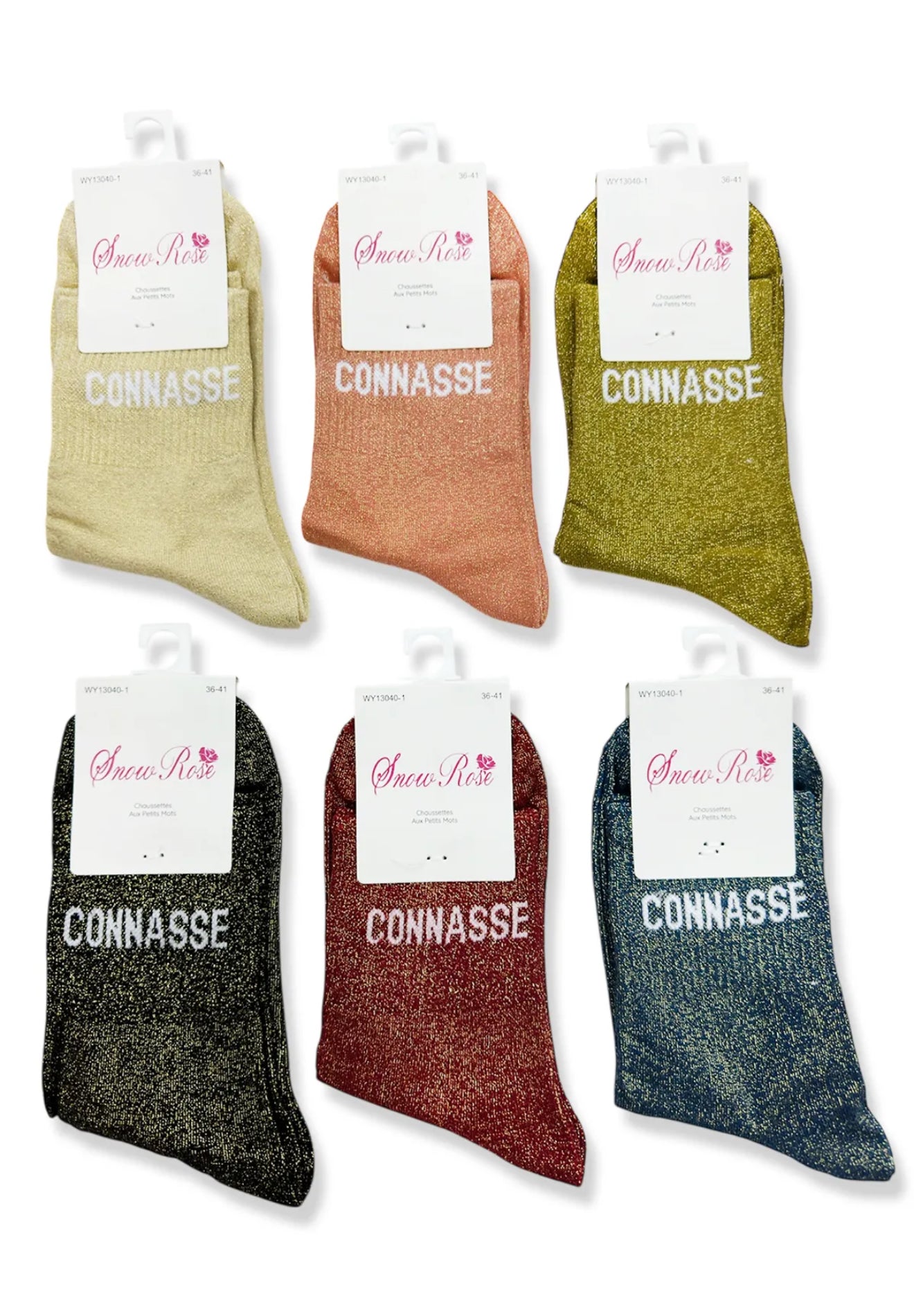 Chaussettes à paillettes « connasse »