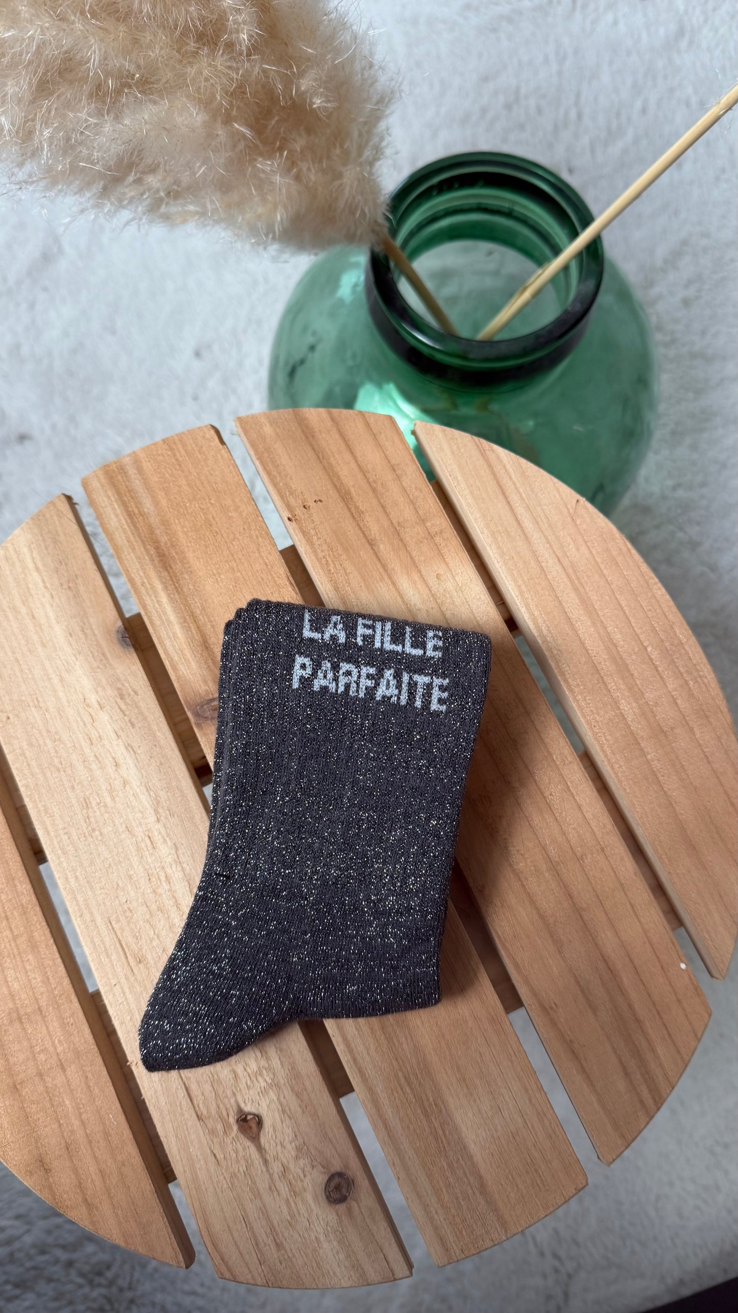 Chaussette à paillettes « LA FILLE PARFAITE » GRIS