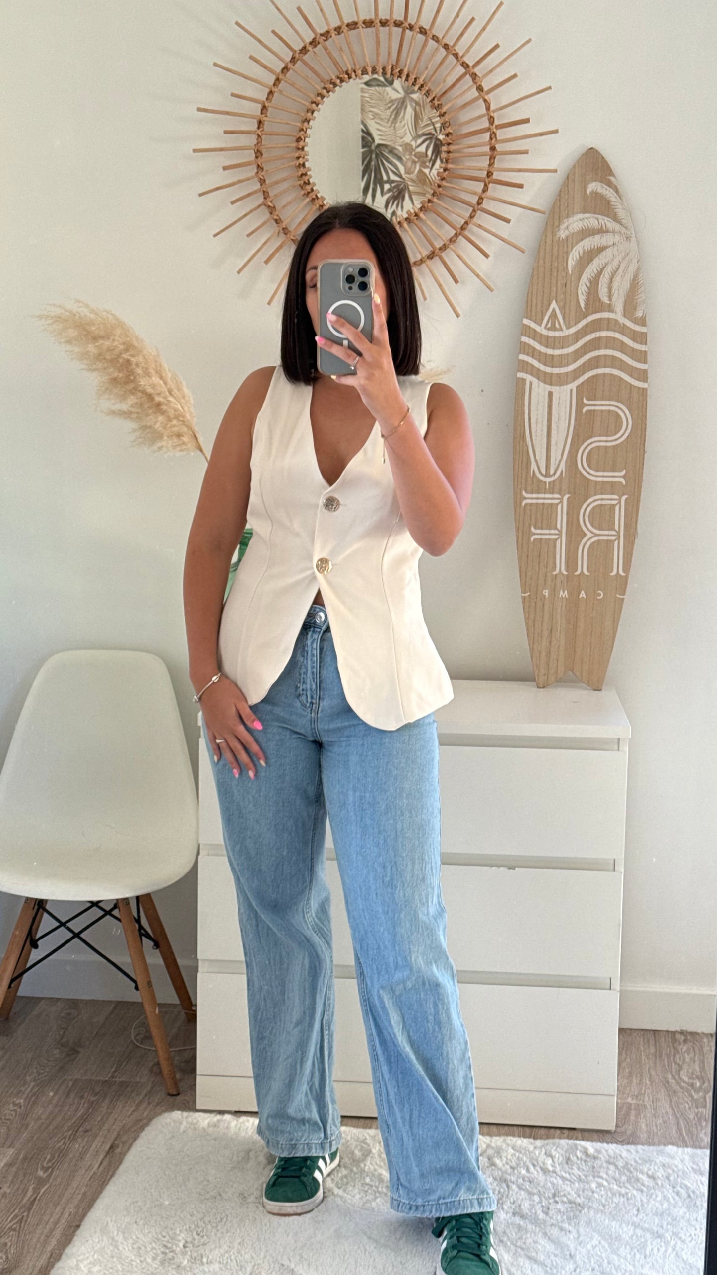 Top à boutons crème - MYLÈNE