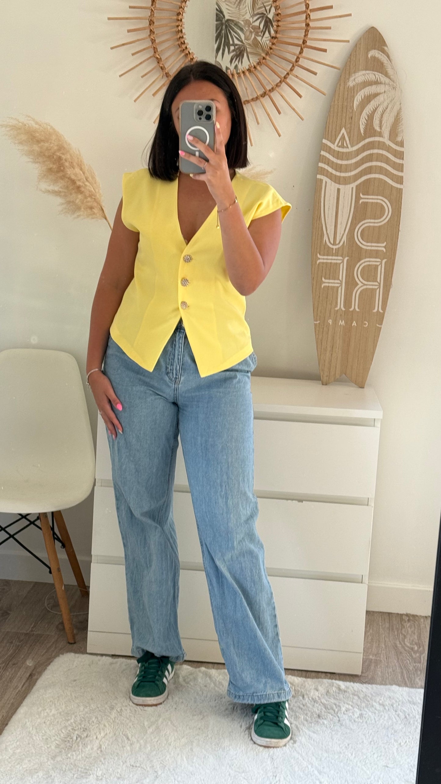 Top jaune à boutons MYRA