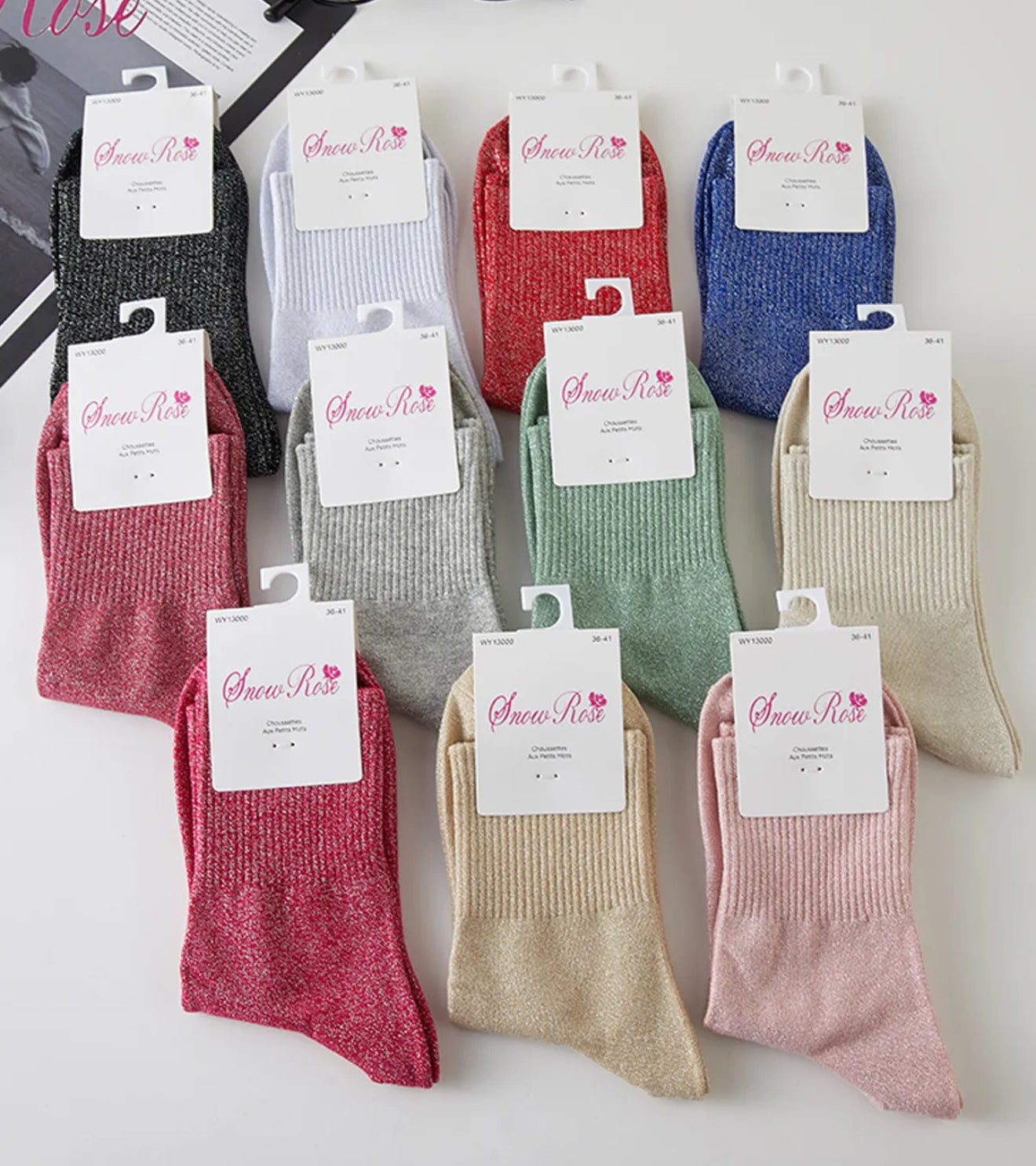 Chaussettes à paillettes unies