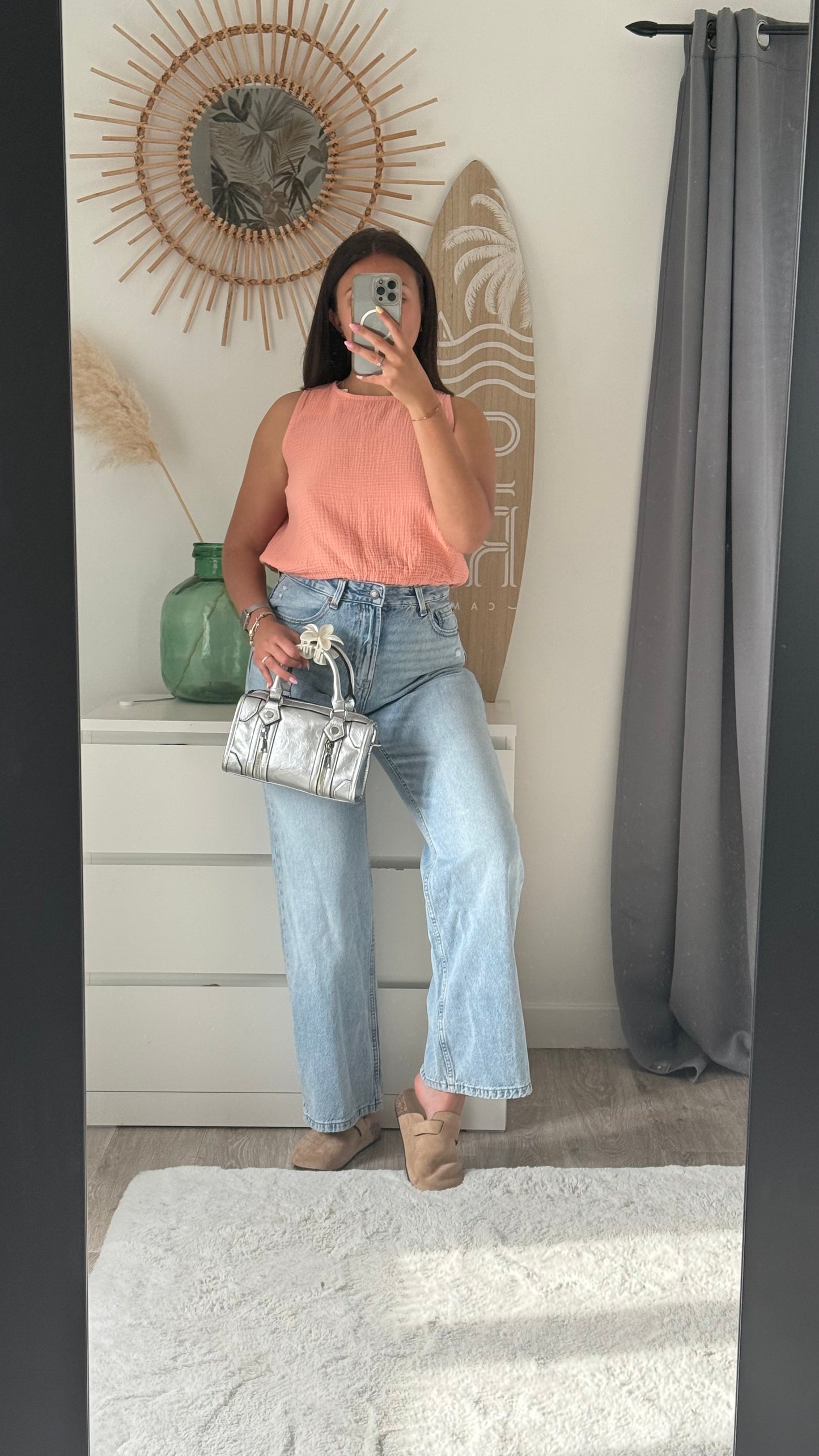 Top dos nu en gaze de coton Corail- RITA