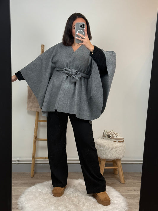 Veste poncho gris «Vanessa »