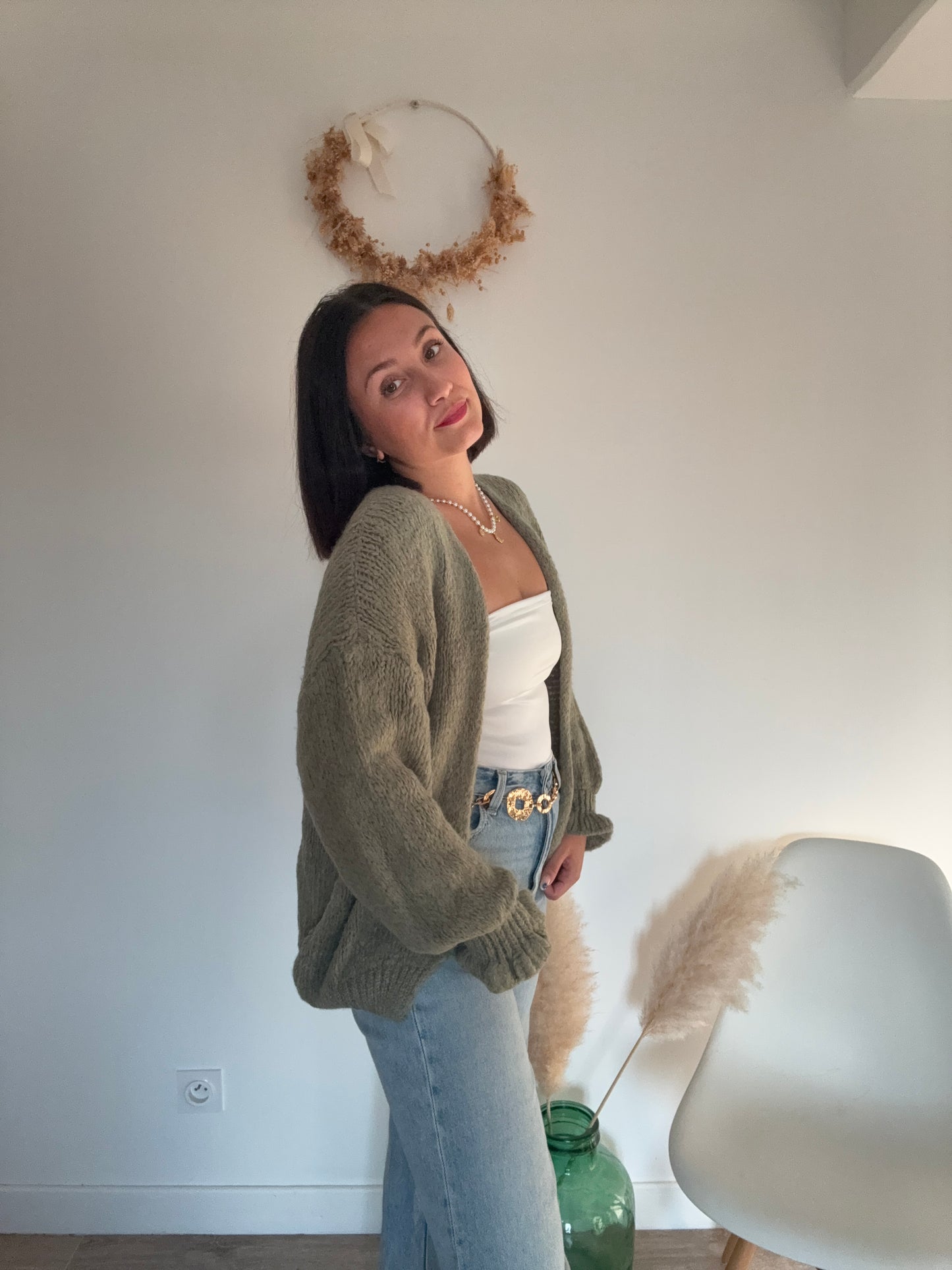 Gilet doux kaki - PAOLA