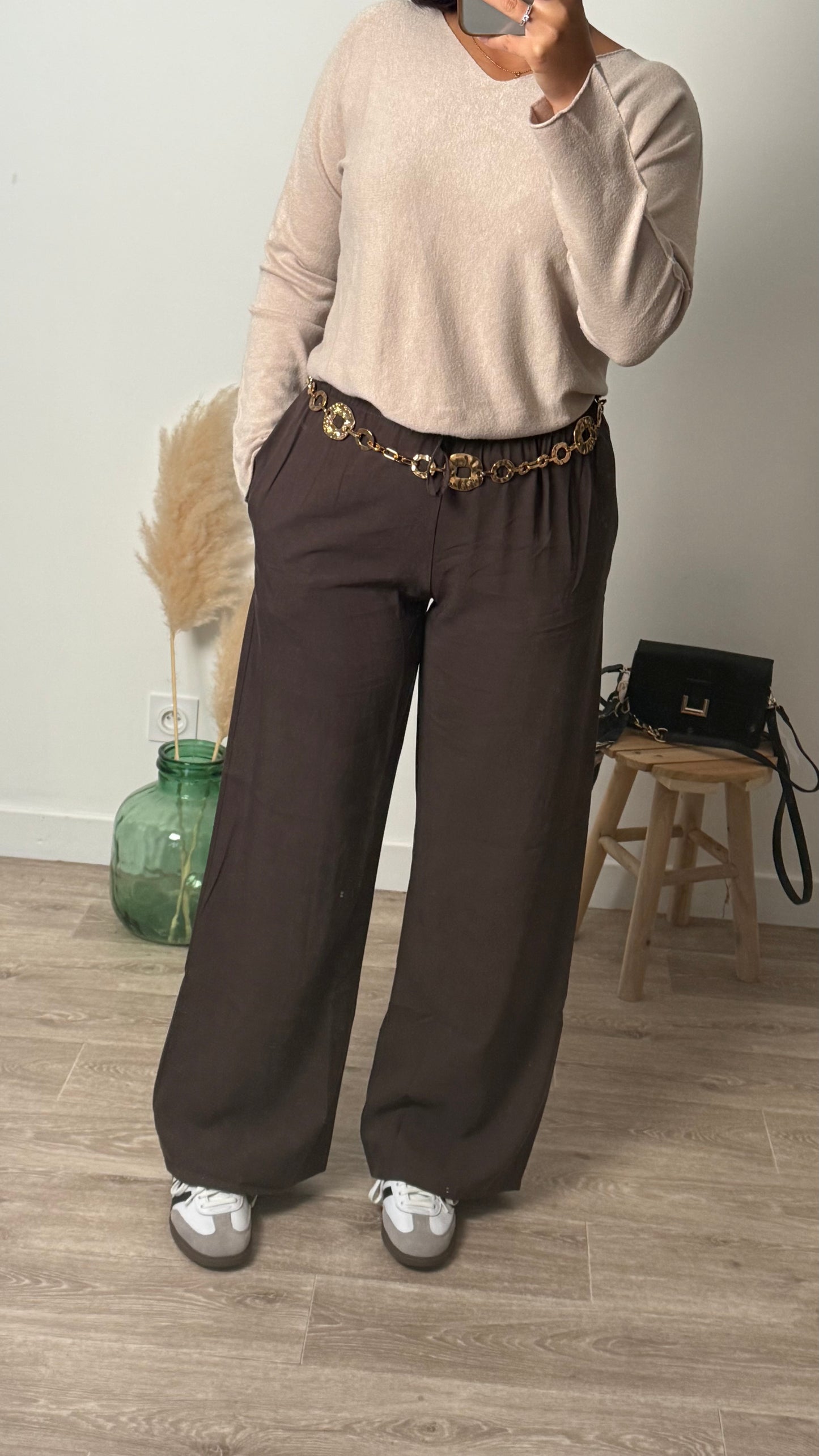 Pantalon fluide marron- GUSTAVE
