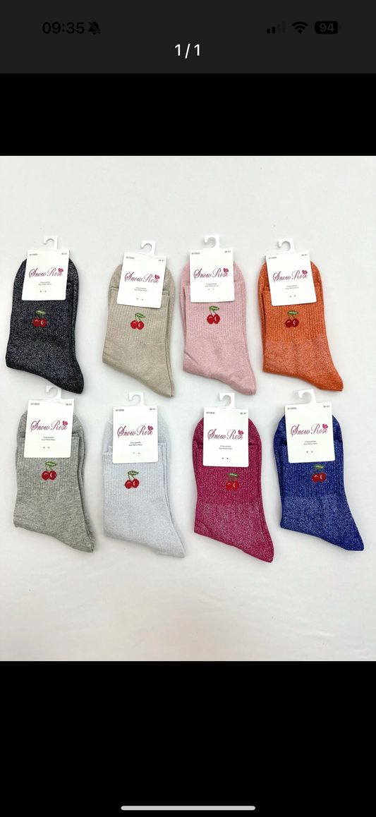 Chaussettes à paillettes « cerises »