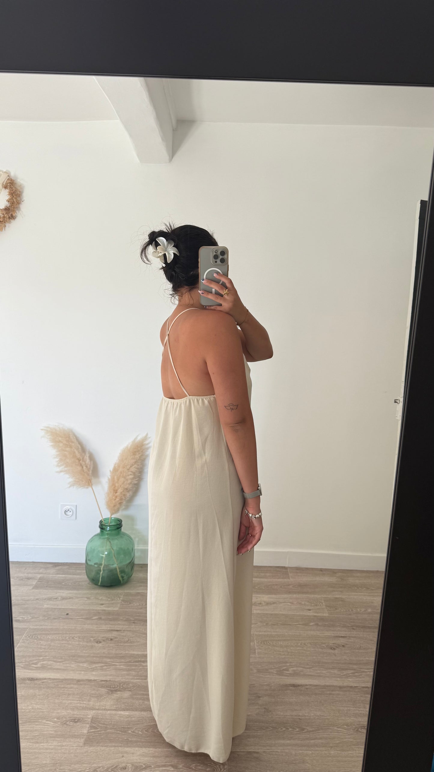 Robe dos nu fluide beige- NINON