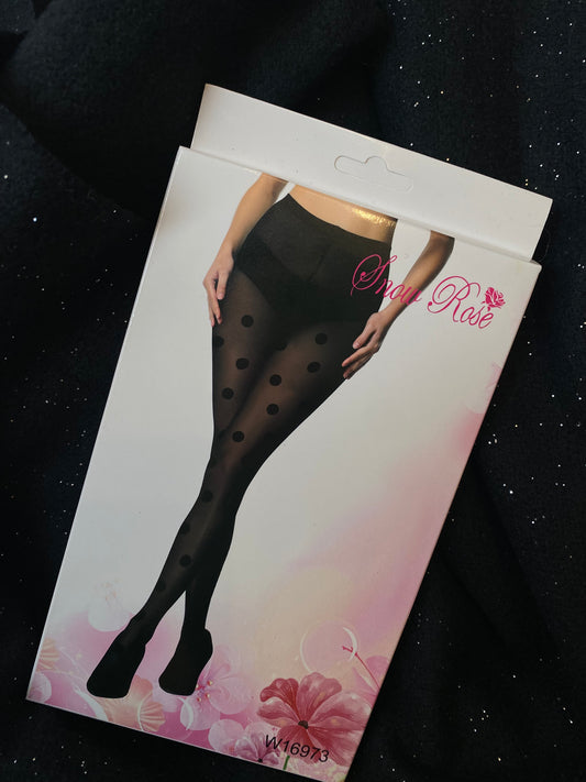 Collants à pois noir