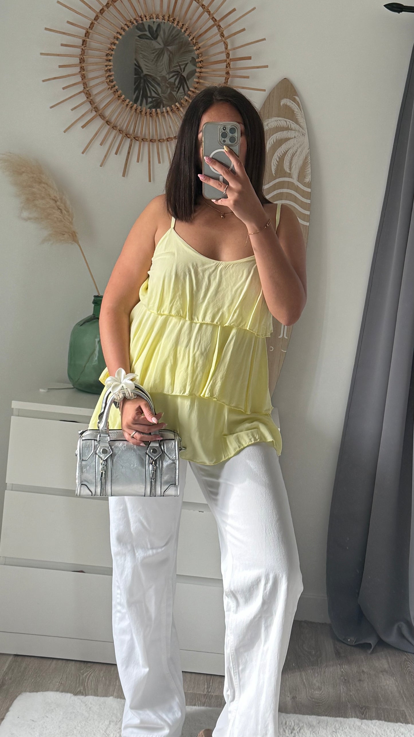 Débardeur jaune à volants-KATY