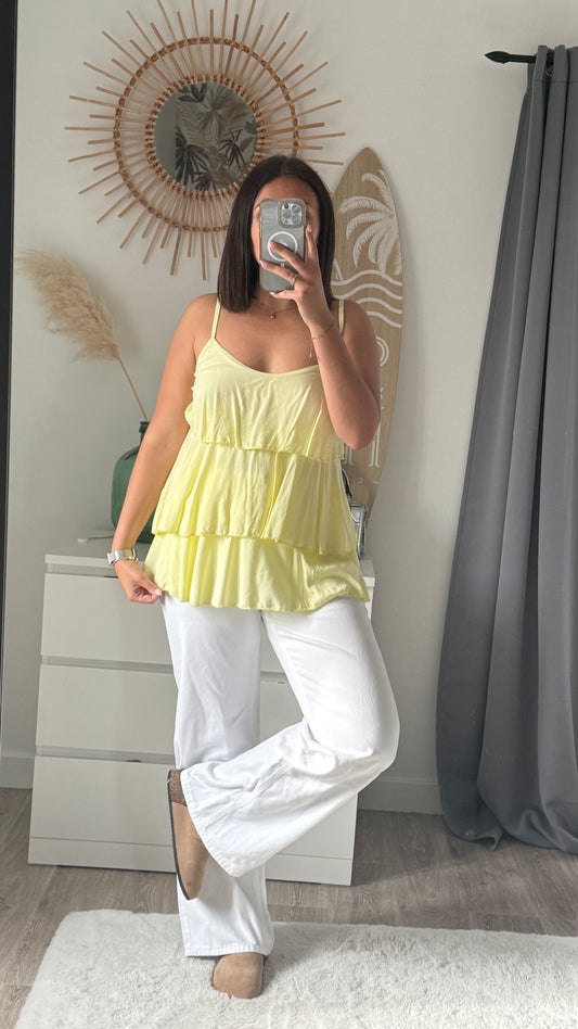 Débardeur jaune à volants-KATY