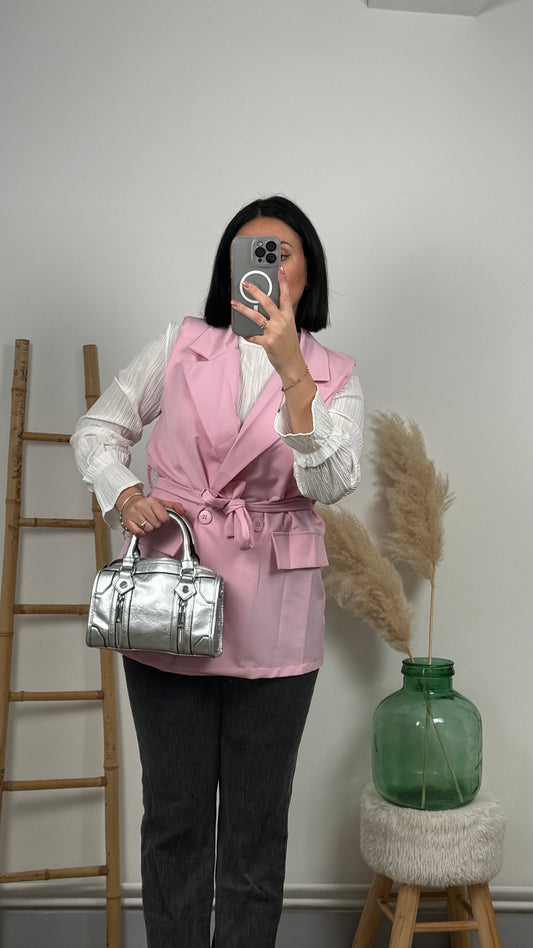 Blazer sans manches rose LUNA