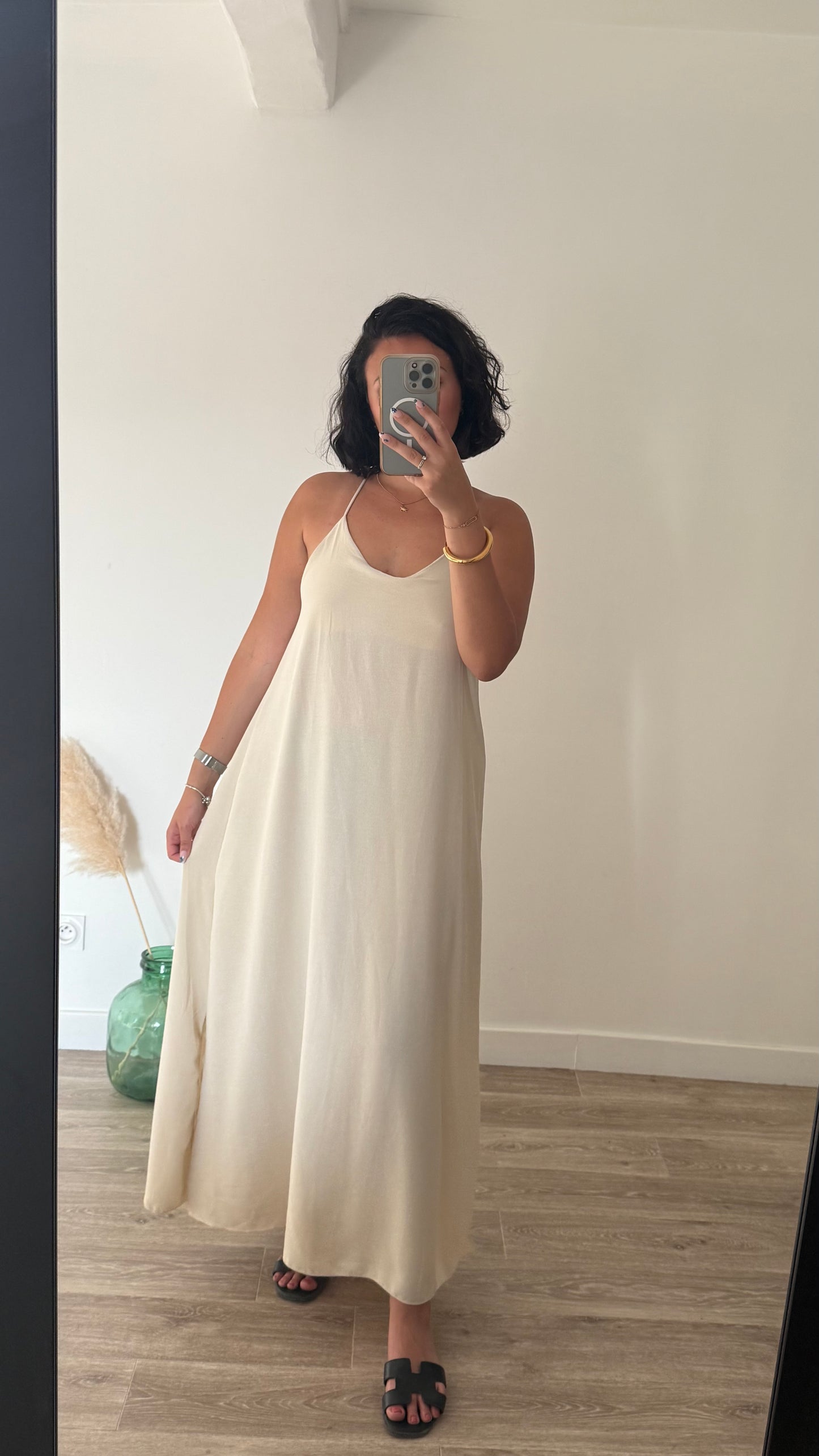 Robe dos nu fluide beige- NINON