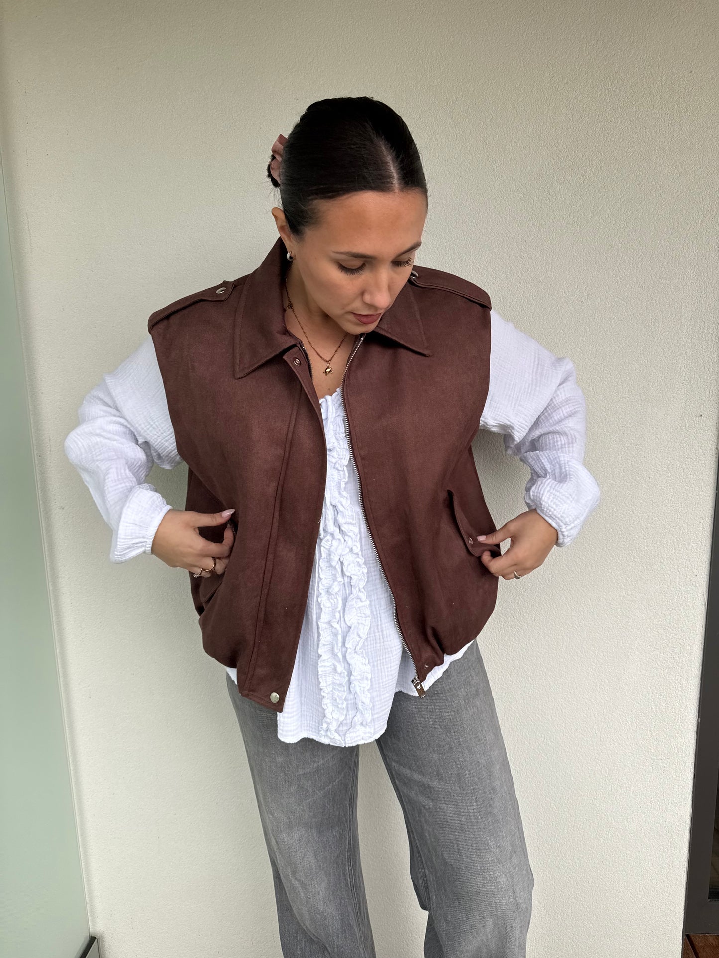 Veste sans manches marron - CARLY