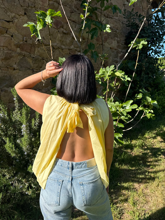 Blouse dos nu jaune - NINA