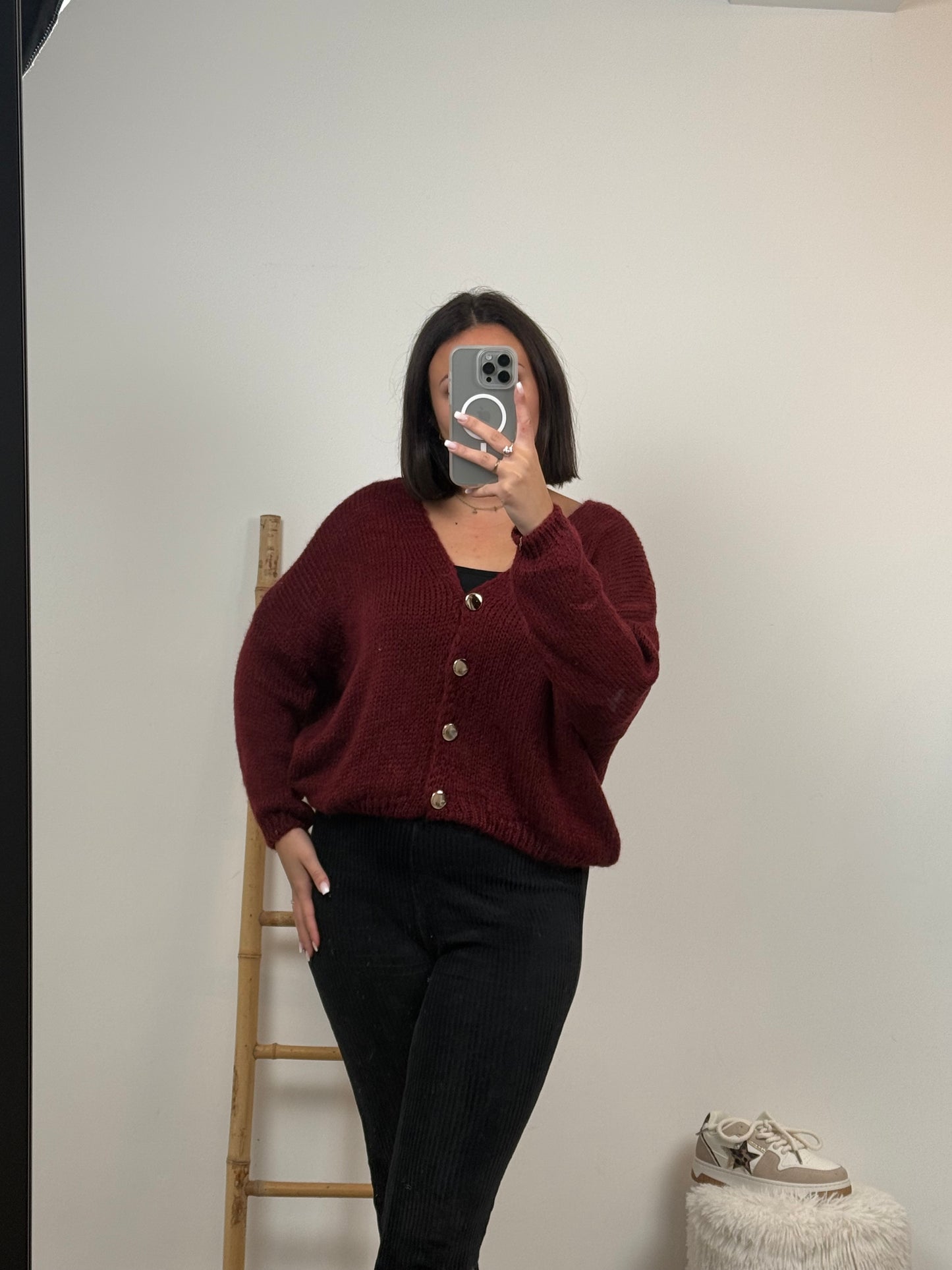 Cardigan en maille « VIKI » Bordeaux