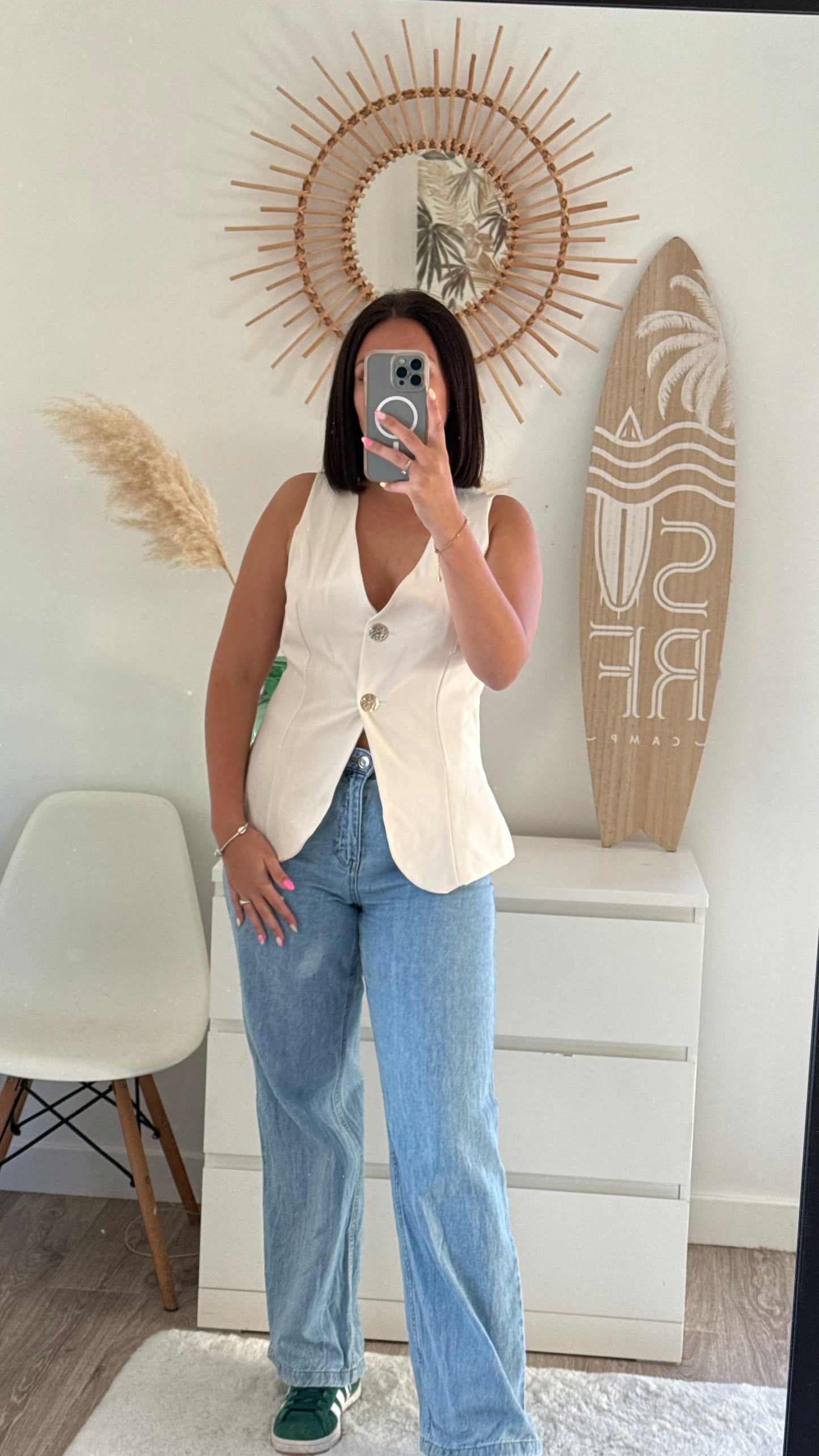 Top à boutons crème - MYLÈNE