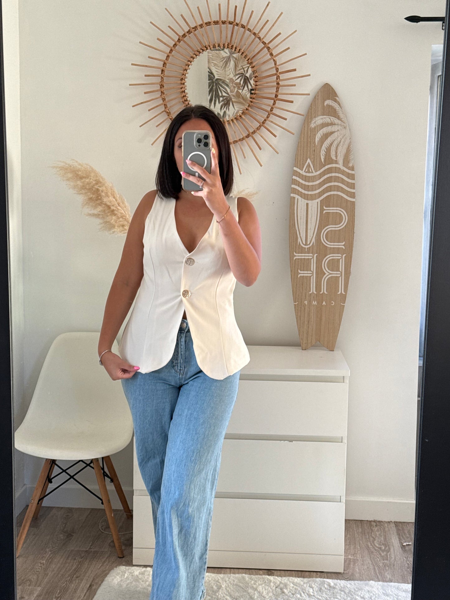 Top à boutons crème - MYLÈNE