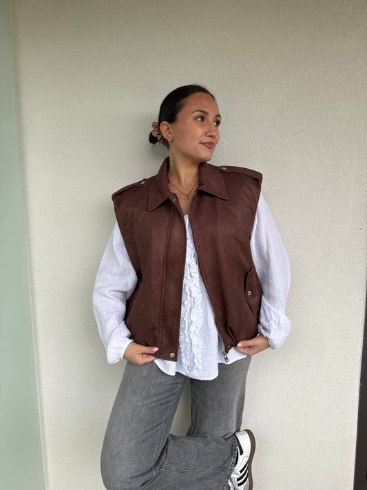 Veste sans manches marron - CARLY