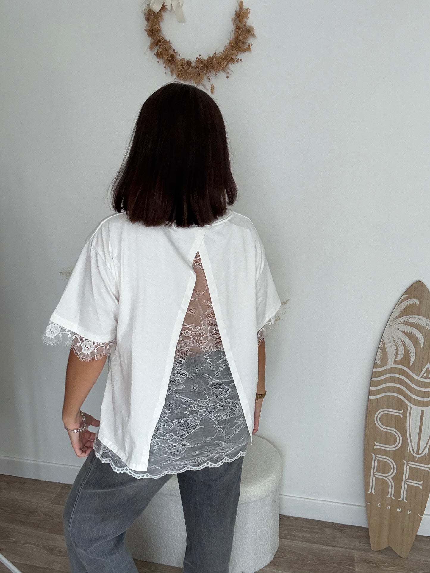 Tee-shirts dos nu en dentelle blanc - AMOR