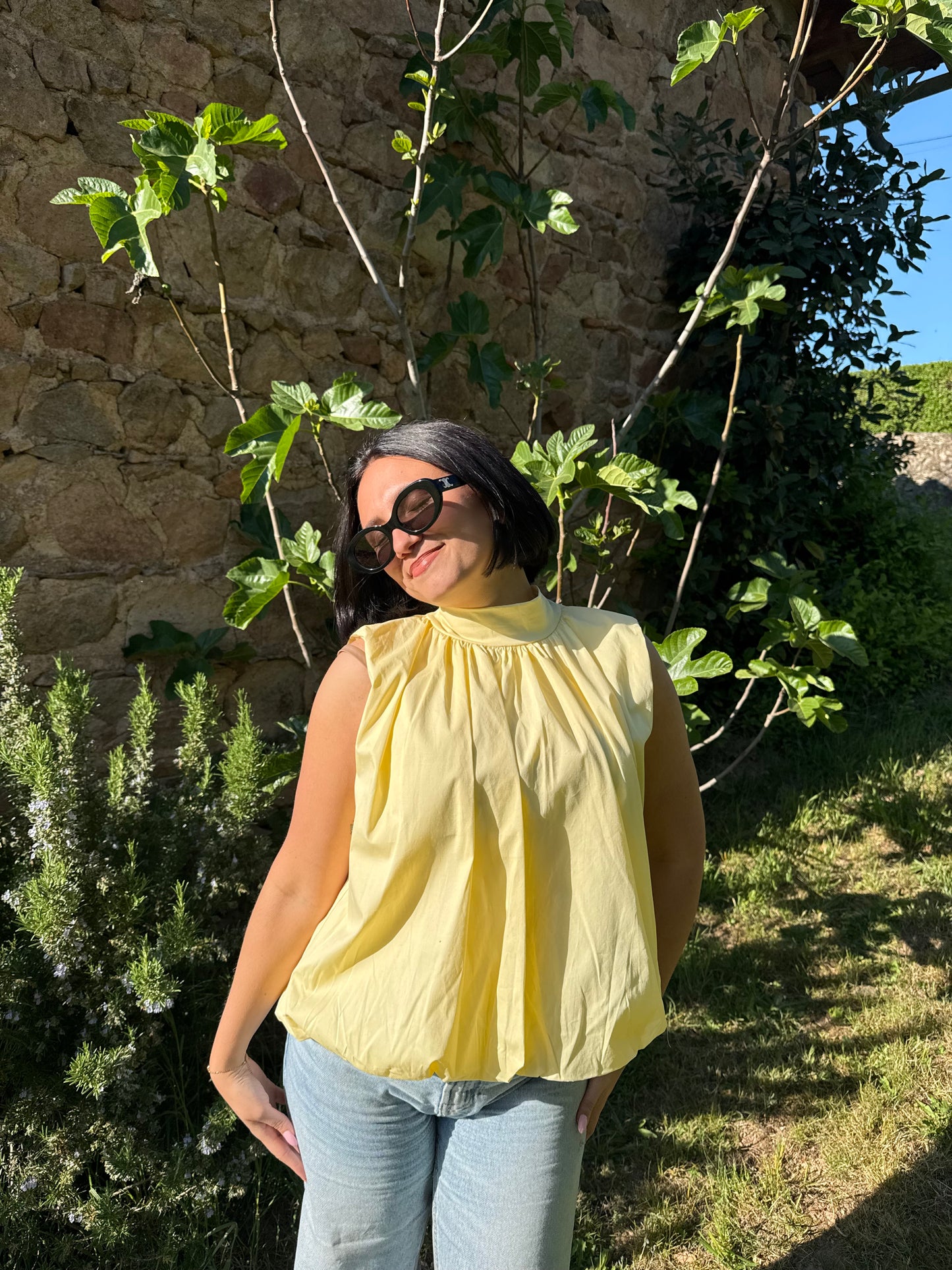 Blouse dos nu jaune - NINA