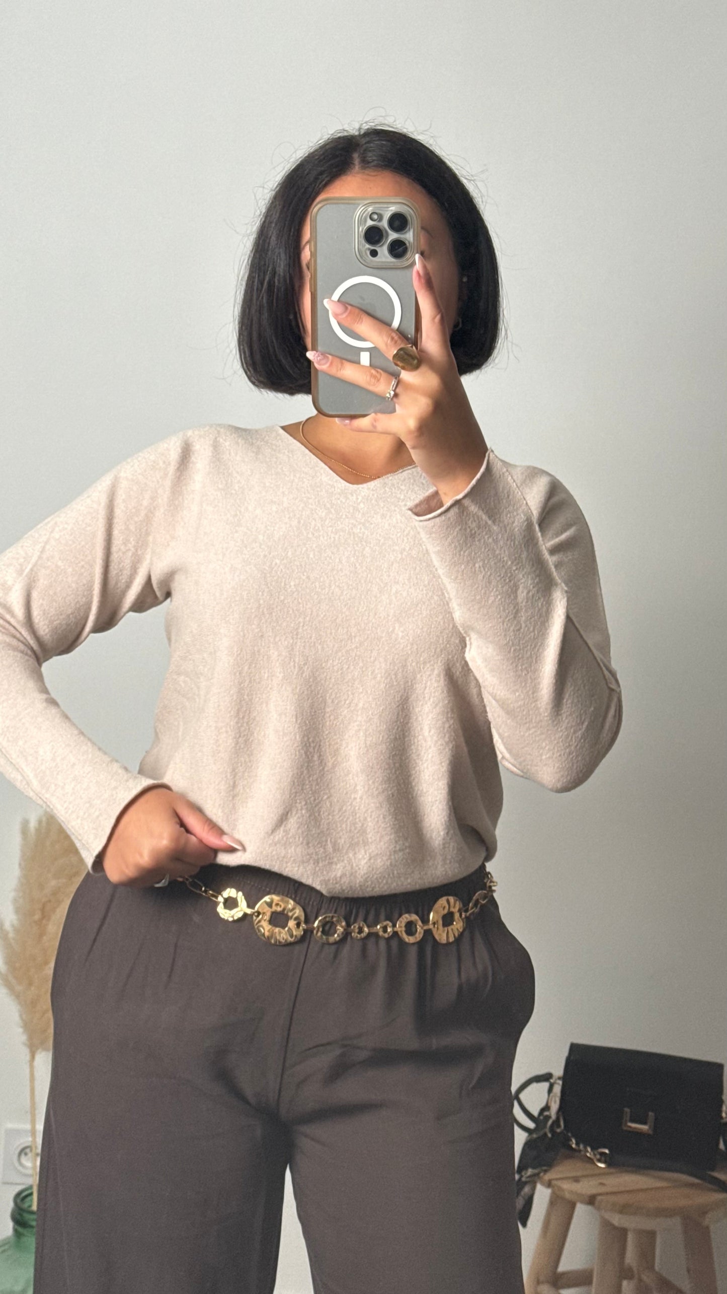 Pull fin beige - CORALINE