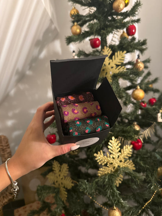 Box chaussettes à paillettes « léopard girls »