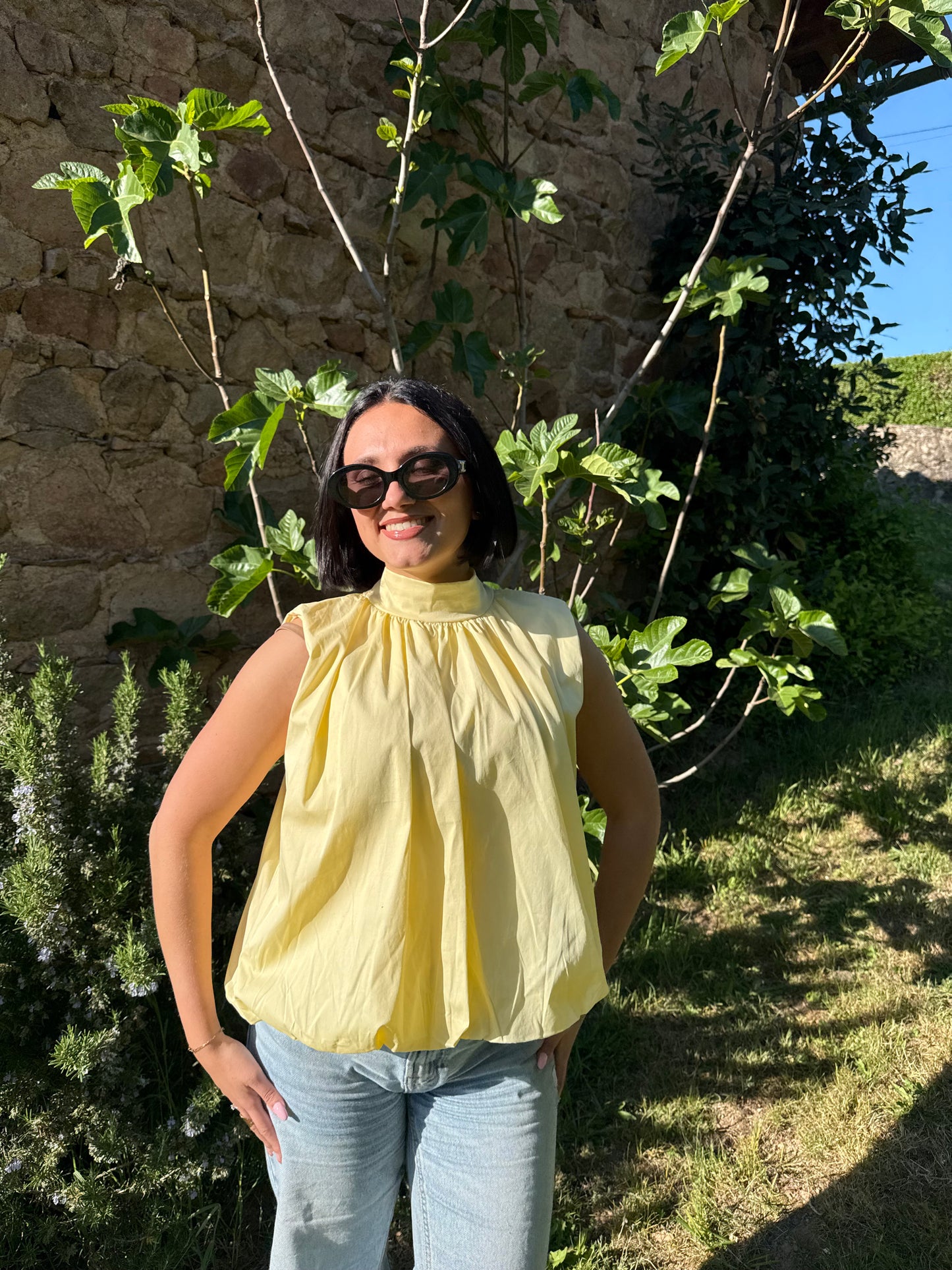 Blouse dos nu jaune - NINA